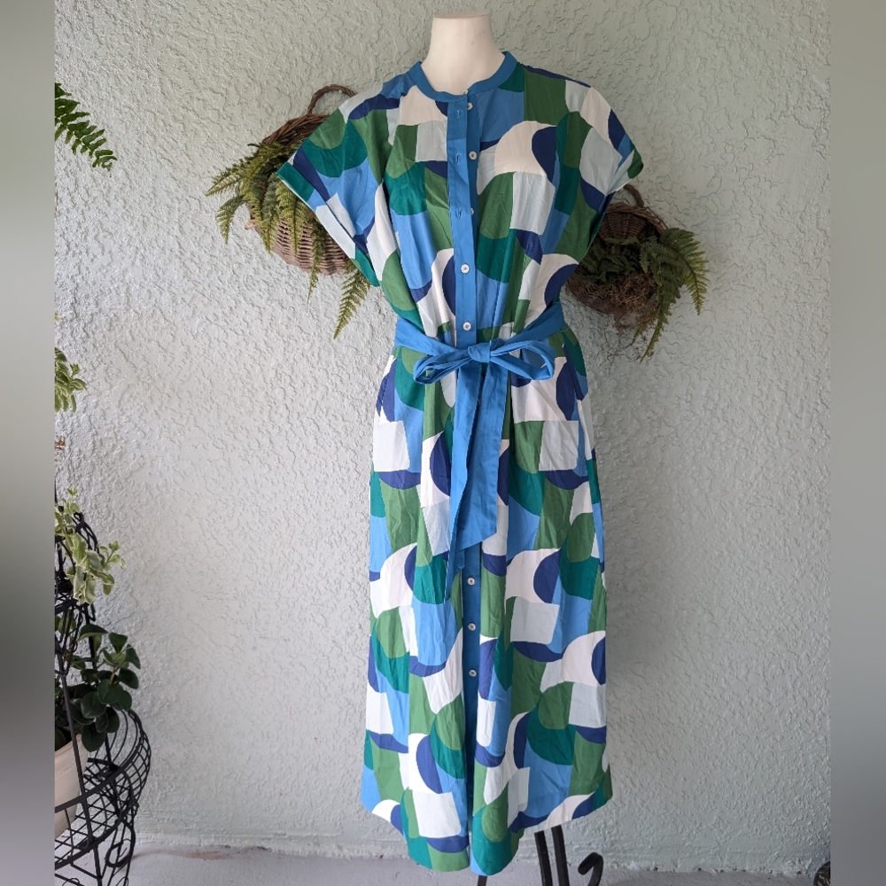 Boden Women's‎ Blue, Geometric Swirl Amanda Size 16-18 - Picture 2 of 6
